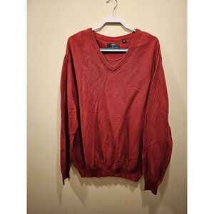 Callaway Golf Sport Sweater Mens XL Red V-Neck 100% Cotton Ribbed Knit Top